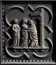 La Visitación, tercer panel de las Puertas Sur del Baptisterio de San Giovanni, 1336